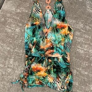 Tropical Print Bathing Suit Cover